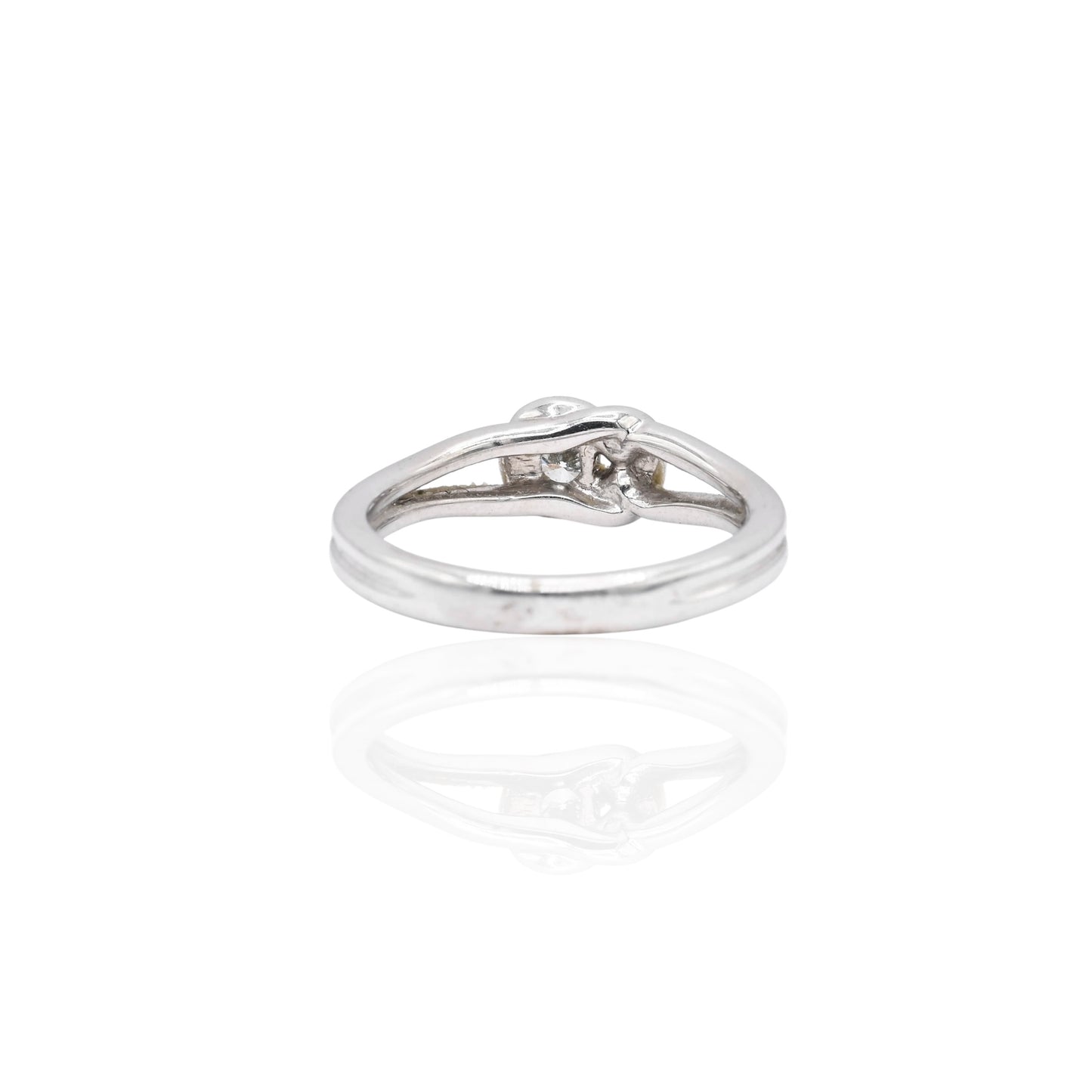 FINAL SALE: Diamond Knot Promise Ring 14 White Gold Size 7.25 0.13cttw