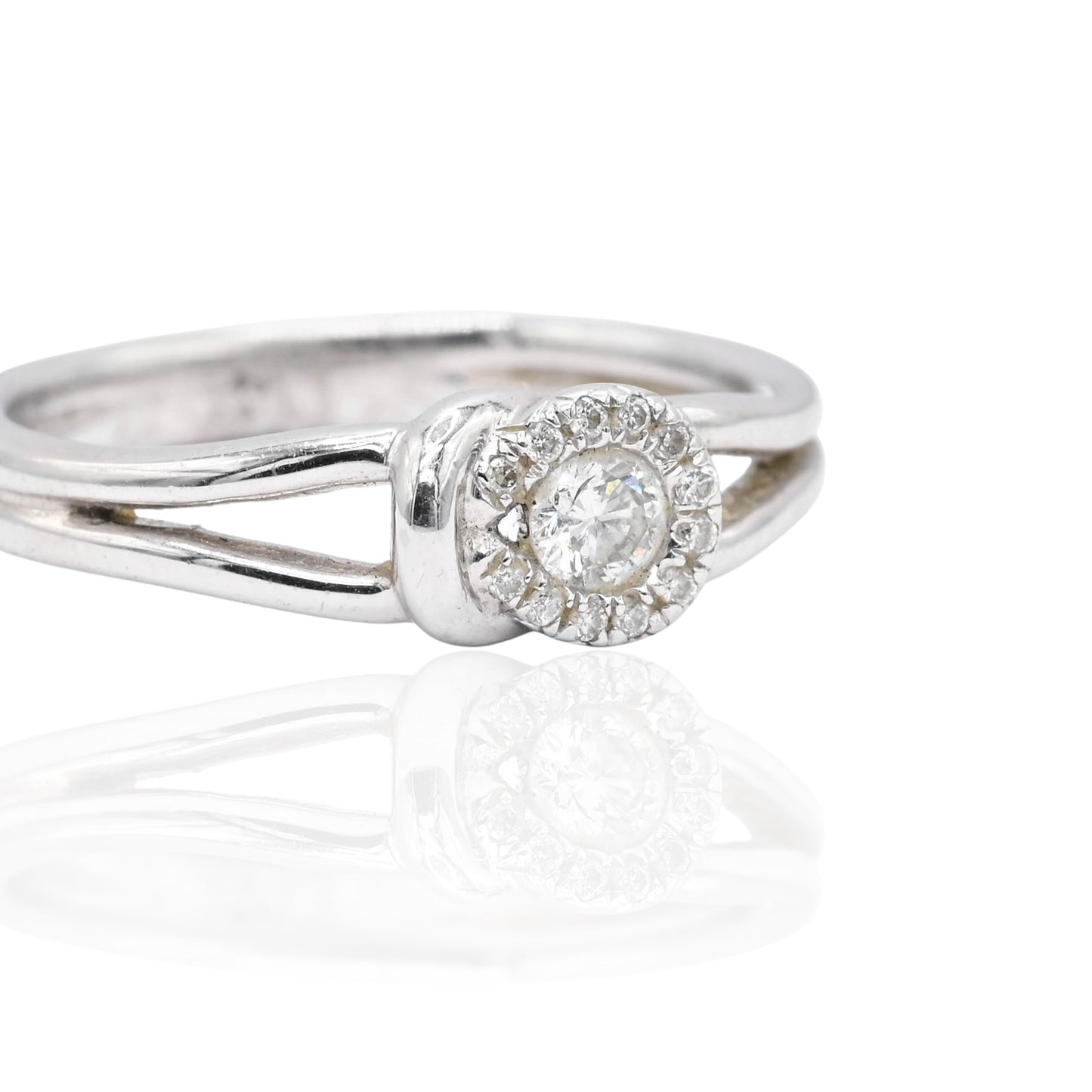 FINAL SALE: Diamond Knot Promise Ring 14 White Gold Size 7.25 0.13cttw