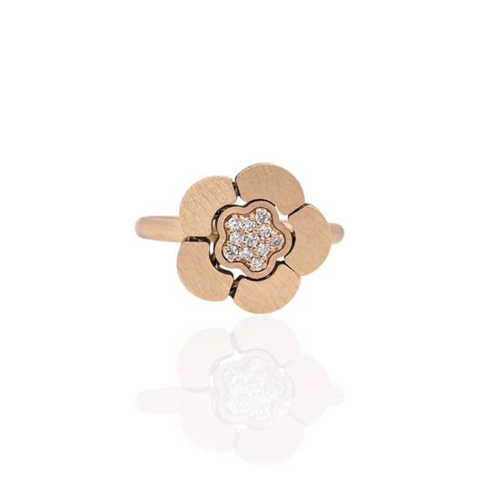 FINAL SALE: Flexible Flower Ring with Diamonds 14K Yellow Gold Size 6.75 0.11cttw