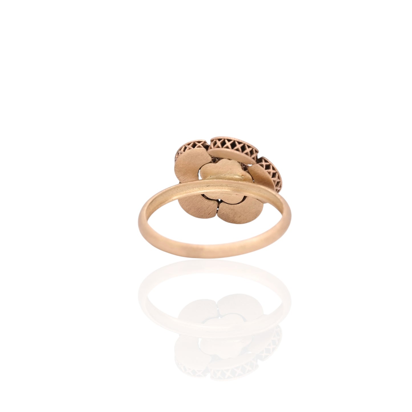 FINAL SALE: Flexible Flower Ring with Diamonds 14K Yellow Gold Size 6.75 0.11cttw