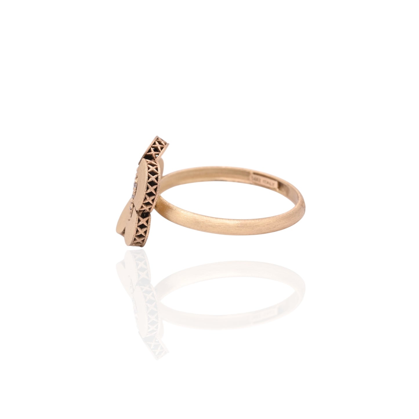 FINAL SALE: Flexible Flower Ring with Diamonds 14K Yellow Gold Size 6.75 0.11cttw