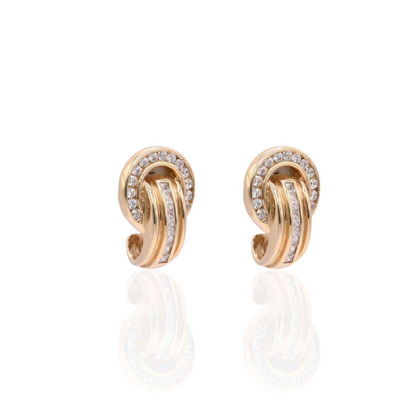 FINAL SALE: Cubic Zirconia Door Knocker Screw Back Earrings 14K Yellow Gold