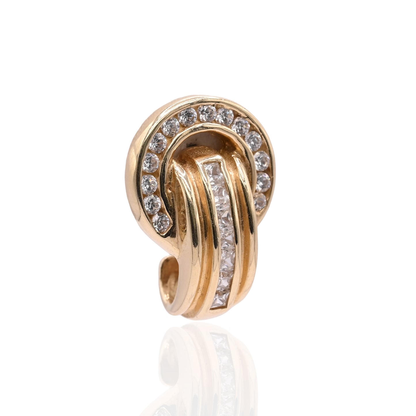 FINAL SALE: Cubic Zirconia Door Knocker Screw Back Earrings 14K Yellow Gold