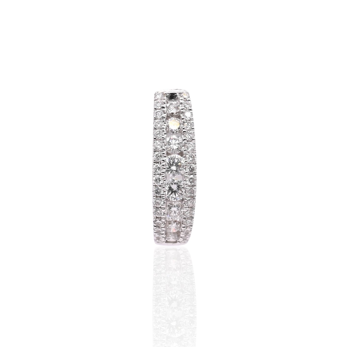 FINAL SALE: Triple Row Diamond Huggie Hoop Earrings 14K White Gold 0.72cttw
