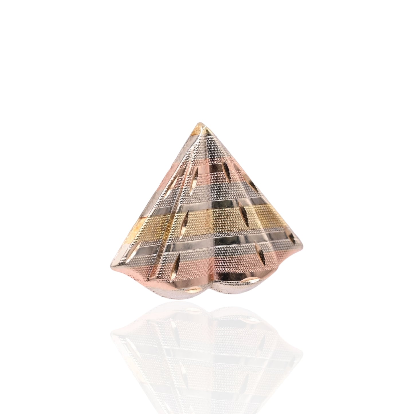FINAL SALE: Tri-color Diamond Cut Kite Earrings 14K Yellow Gold, 14K White Gold, and 14K Rose Gold