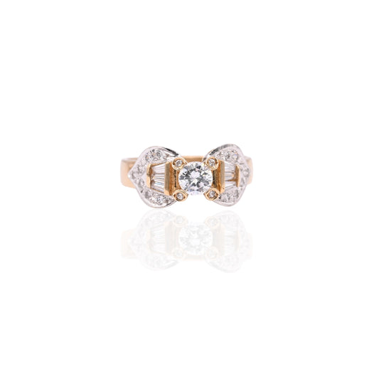 FINAL SALE: Vintage-Inspired Cubic Zirconia 14K Yellow Gold and 14K White Gold Ring Size 8