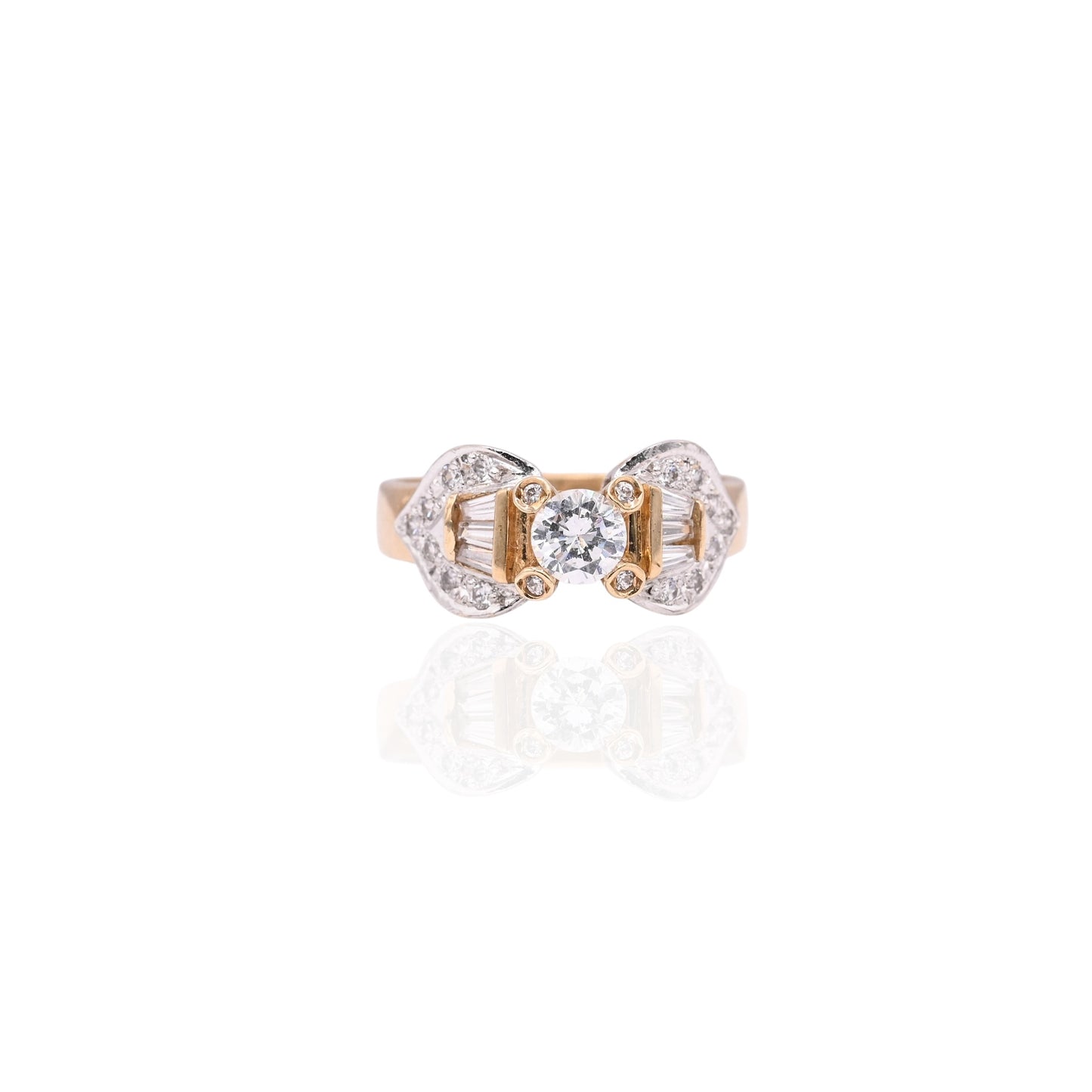 FINAL SALE: Vintage-Inspired Cubic Zirconia 14K Yellow Gold and 14K White Gold Ring Size 8