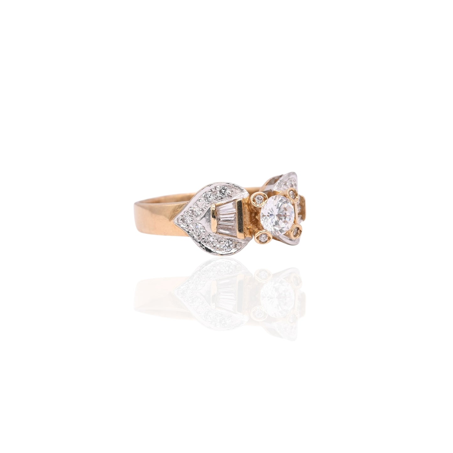 FINAL SALE: Vintage-Inspired Cubic Zirconia 14K Yellow Gold and 14K White Gold Ring Size 8