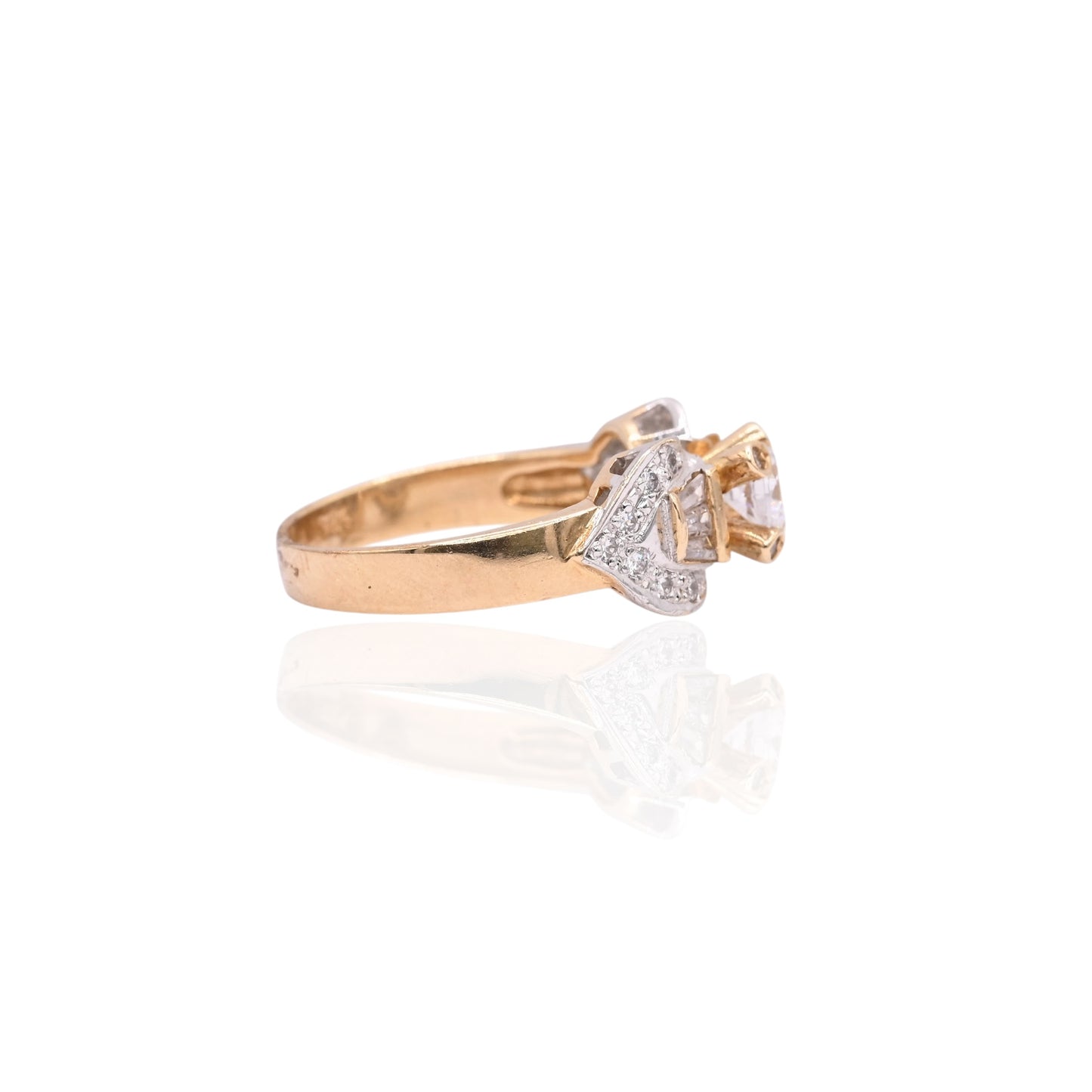 FINAL SALE: Vintage-Inspired Cubic Zirconia 14K Yellow Gold and 14K White Gold Ring Size 8