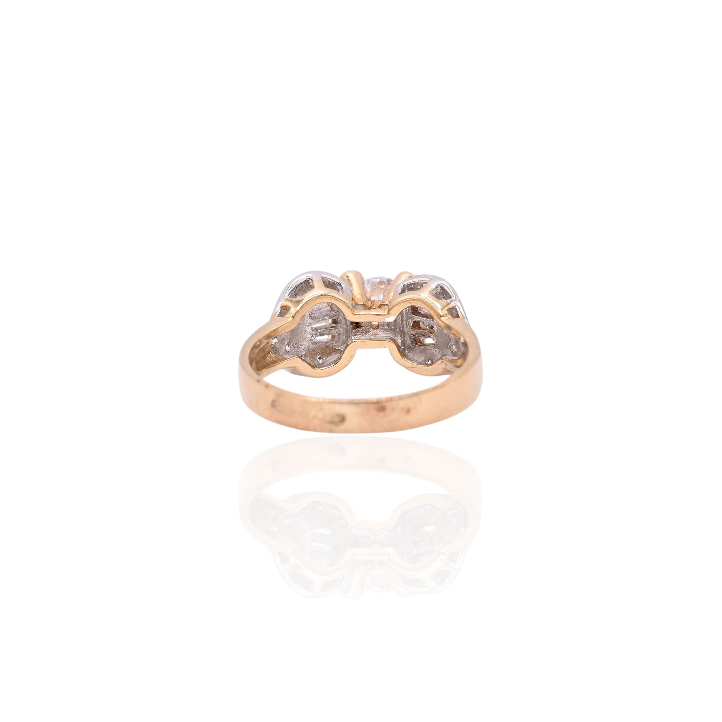 FINAL SALE: Vintage-Inspired Cubic Zirconia 14K Yellow Gold and 14K White Gold Ring Size 8