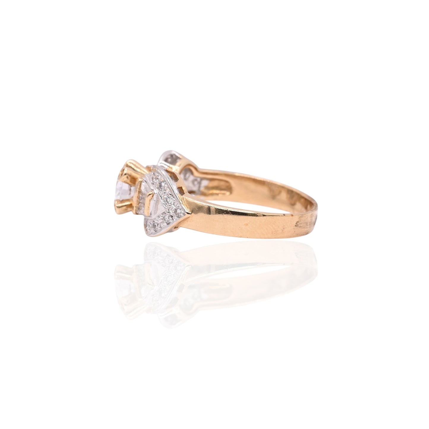 FINAL SALE: Vintage-Inspired Cubic Zirconia 14K Yellow Gold and 14K White Gold Ring Size 8