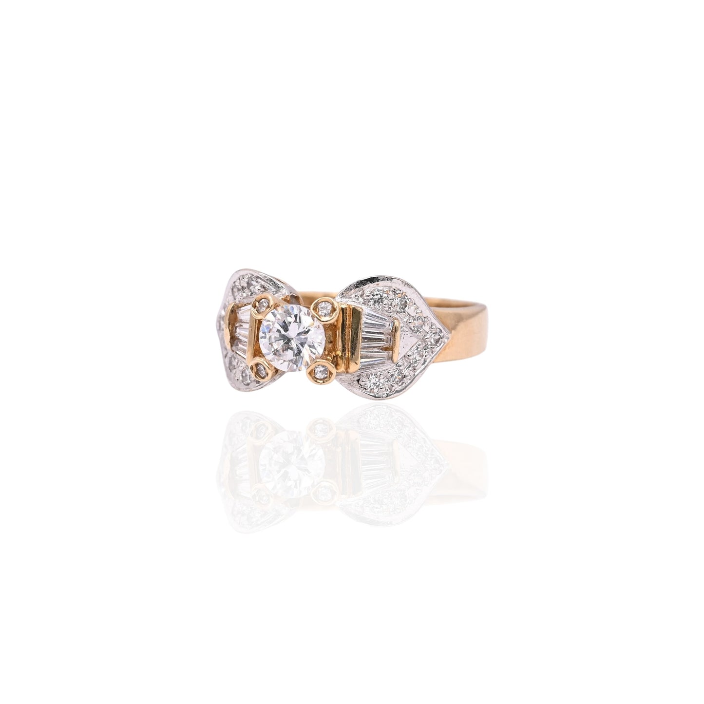 FINAL SALE: Vintage-Inspired Cubic Zirconia 14K Yellow Gold and 14K White Gold Ring Size 8