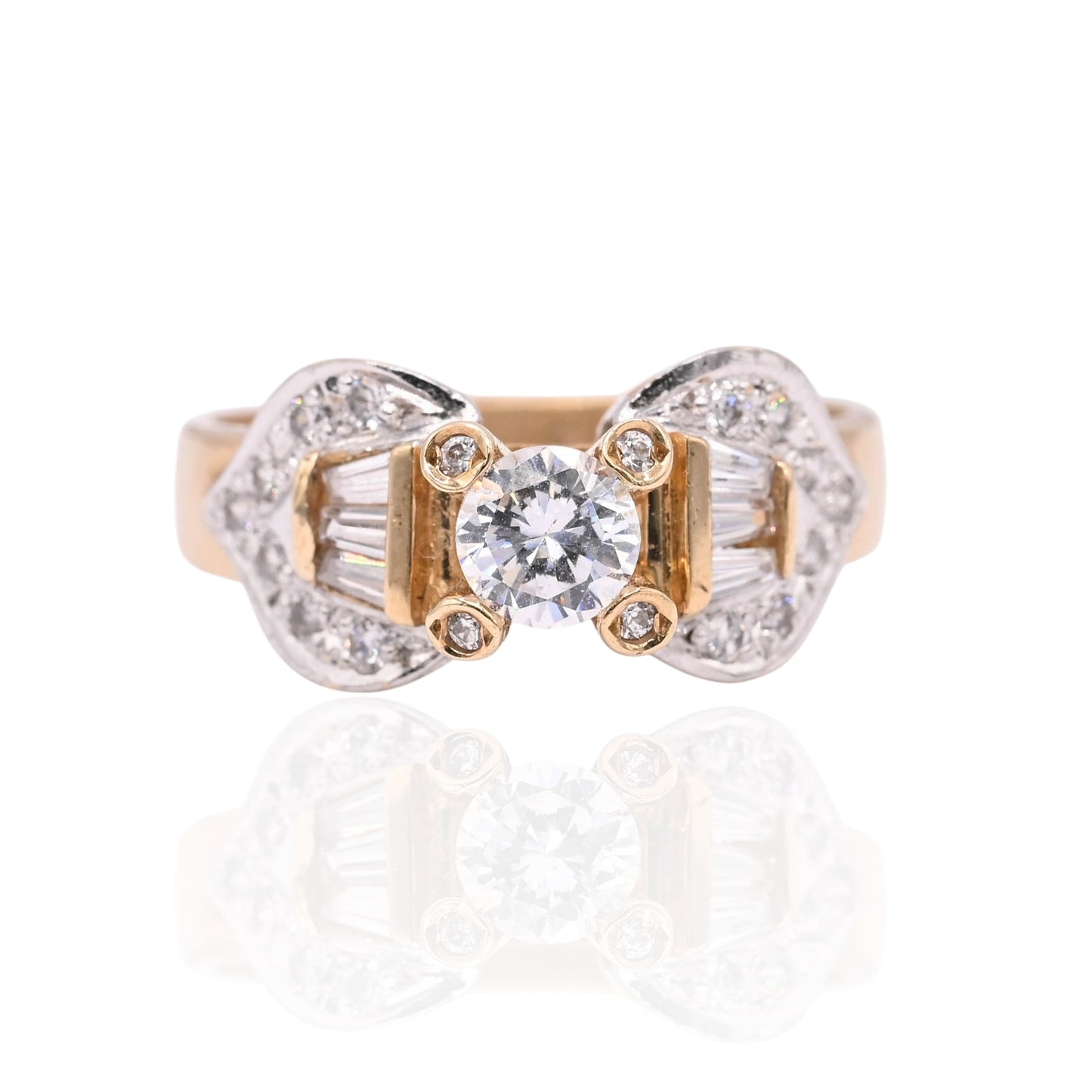 FINAL SALE: Vintage-Inspired Cubic Zirconia 14K Yellow Gold and 14K White Gold Ring Size 8