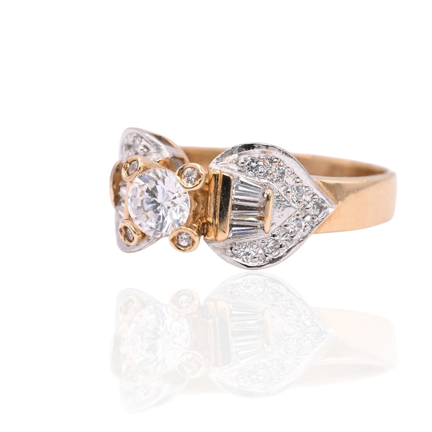 FINAL SALE: Vintage-Inspired Cubic Zirconia 14K Yellow Gold and 14K White Gold Ring Size 8