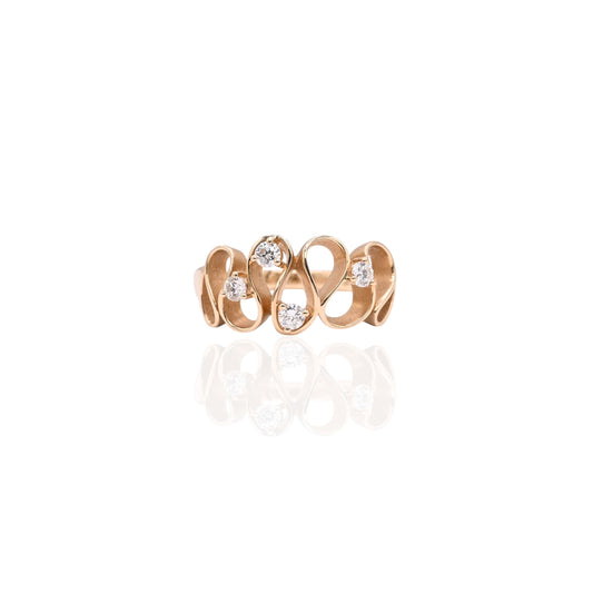 Ruffle Ring with Accent Diamonds 14K Yellow Gold Size 6.75 0.26cttw