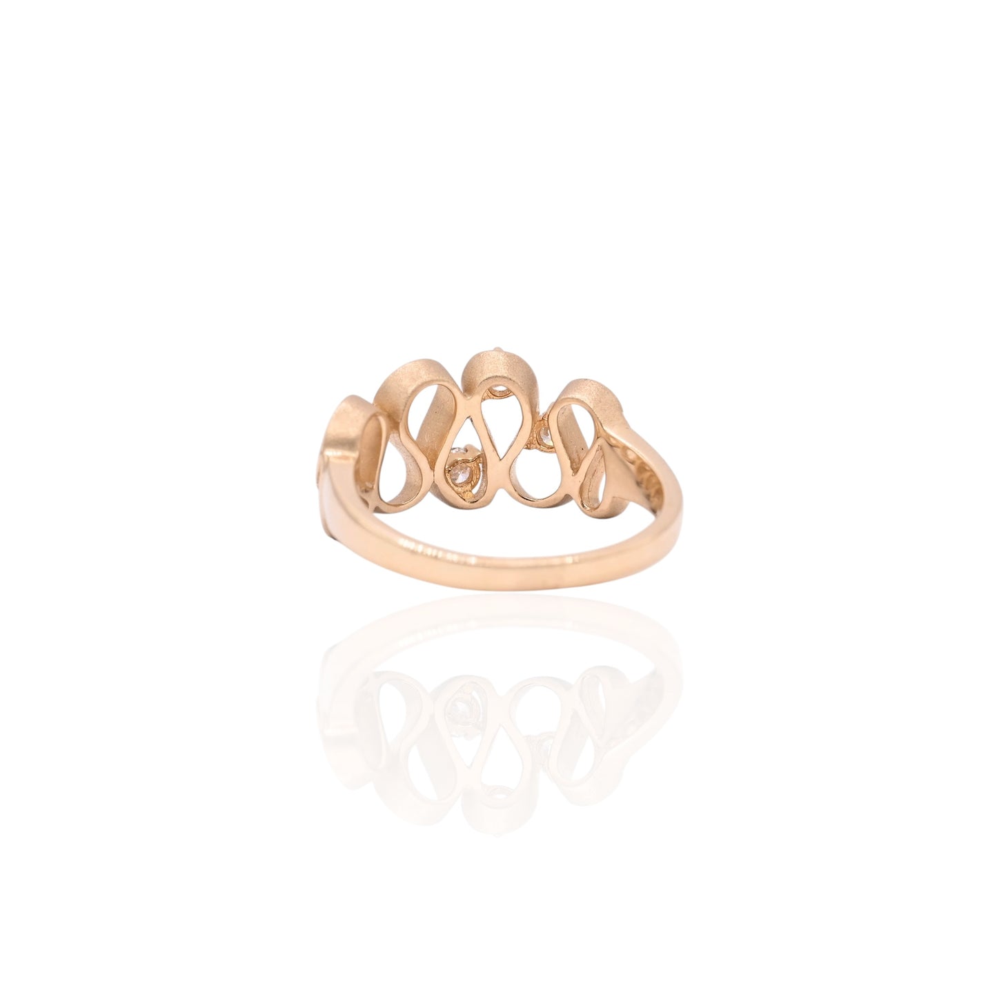 Ruffle Ring with Accent Diamonds 14K Yellow Gold Size 6.75 0.26cttw