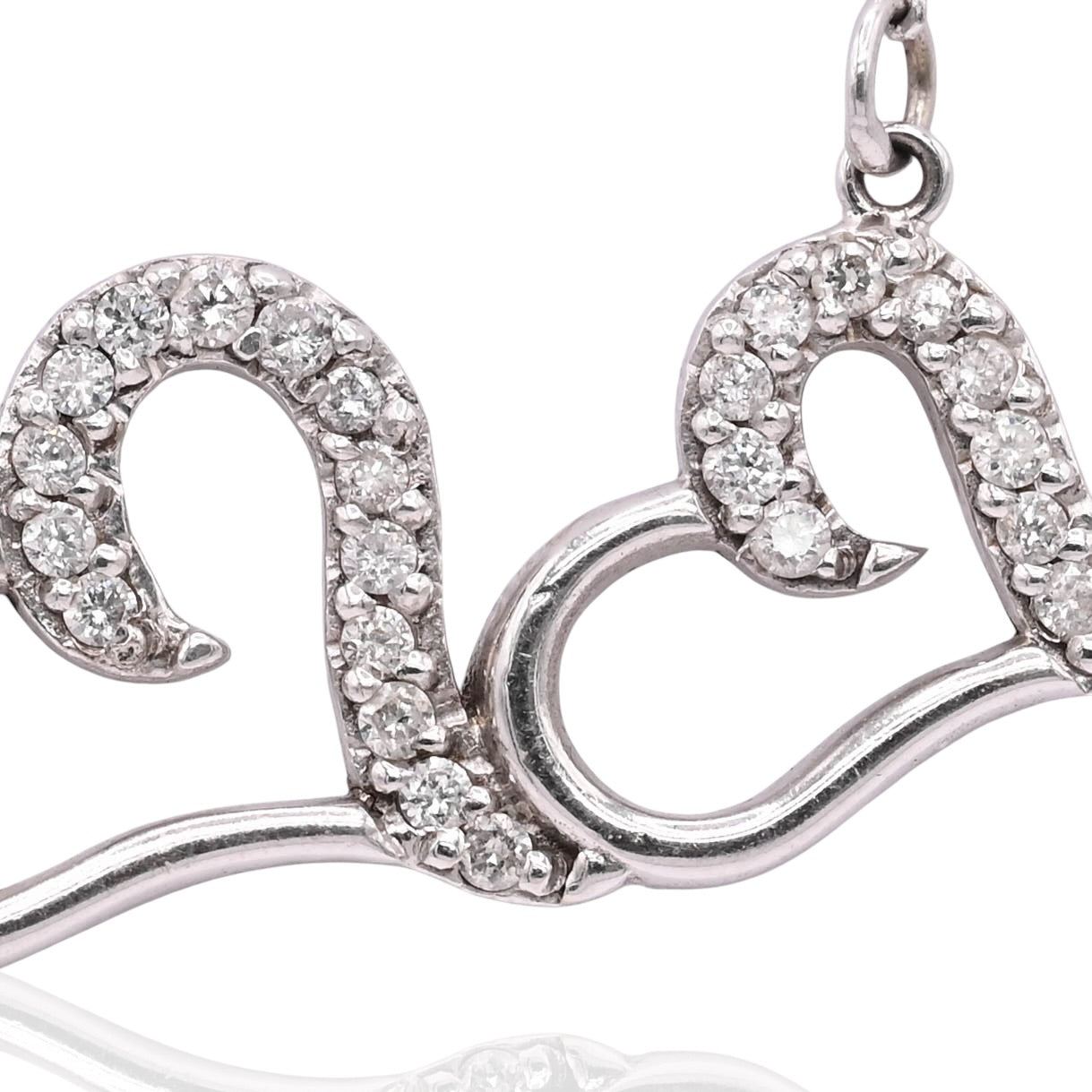 FINAL SALE: Triple Heart Diamond Necklace 18K White Gold 17.5in 0.41cttw