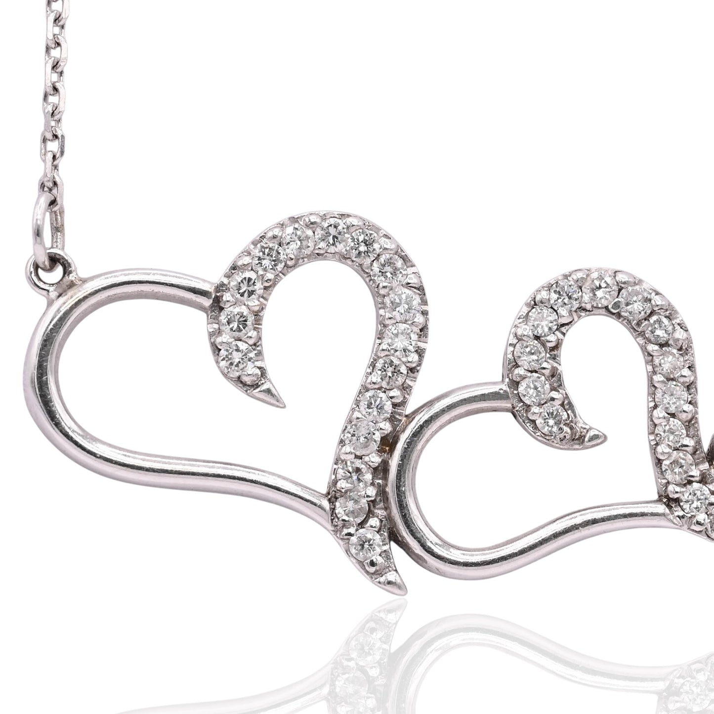 FINAL SALE: Triple Heart Diamond Necklace 18K White Gold 17.5in 0.41cttw
