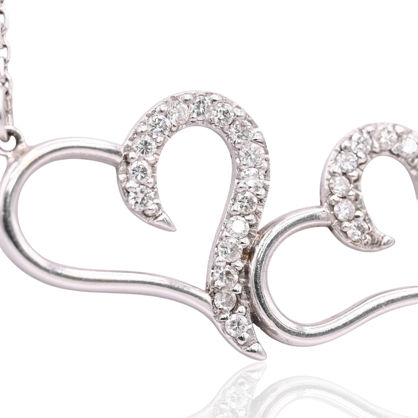 FINAL SALE: Triple Heart Diamond Necklace 18K White Gold 17.5in 0.41cttw
