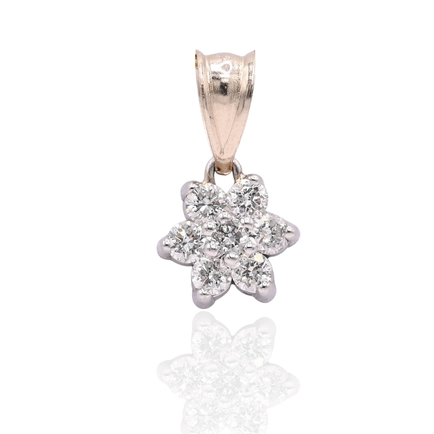 FINAL SALE: Diamond Flower Pendant 14K Yellow Gold 0.21cttw