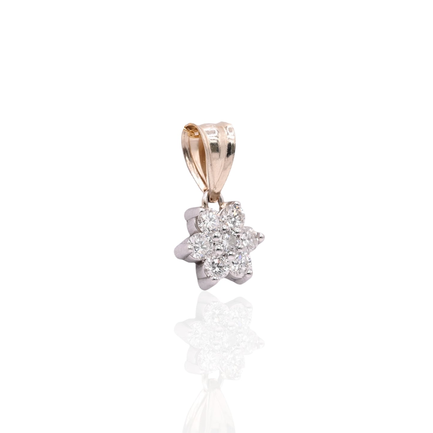 FINAL SALE: Diamond Flower Pendant 14K Yellow Gold 0.21cttw