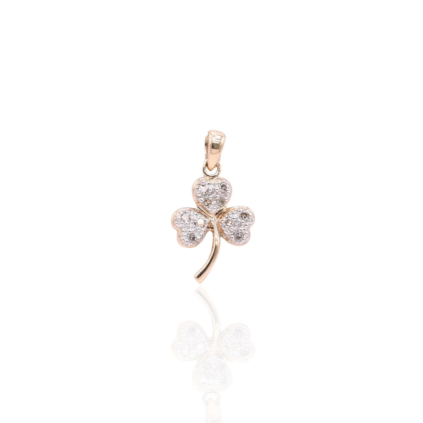 FINAL SALE: Diamond Clover Pendant 10K Yellow Gold 0.05cttw