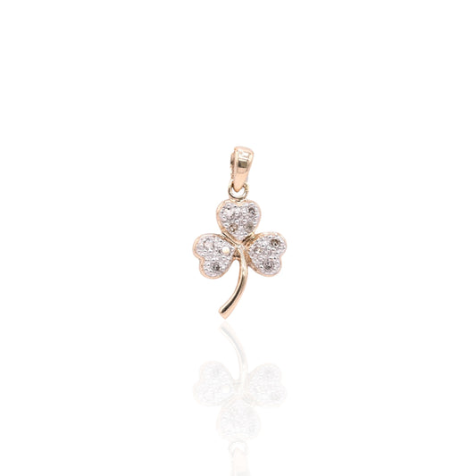 FINAL SALE: Diamond Clover Pendant 10K Yellow Gold 0.05cttw