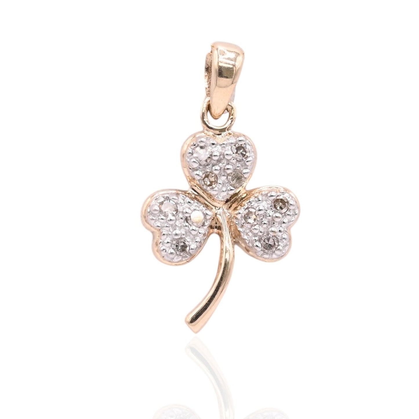 FINAL SALE: Diamond Clover Pendant 10K Yellow Gold 0.05cttw