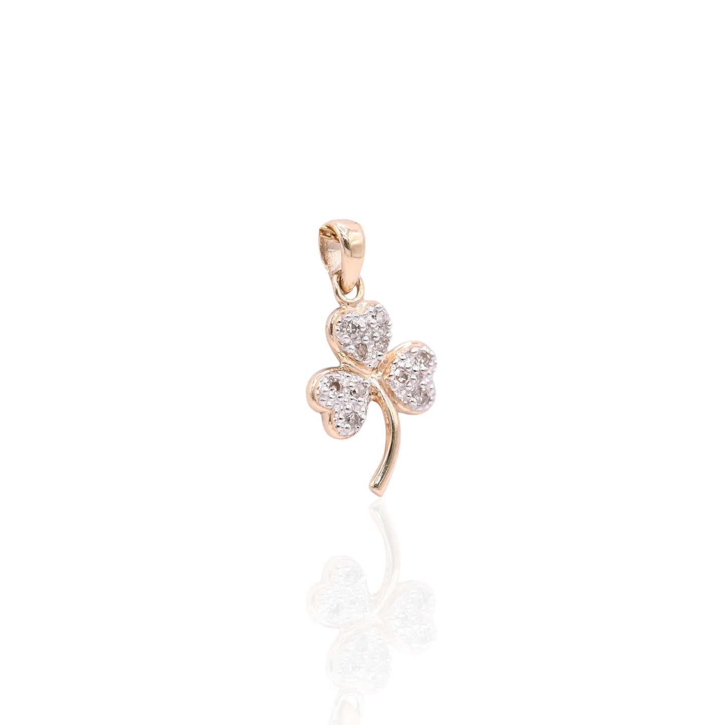FINAL SALE: Diamond Clover Pendant 10K Yellow Gold 0.05cttw