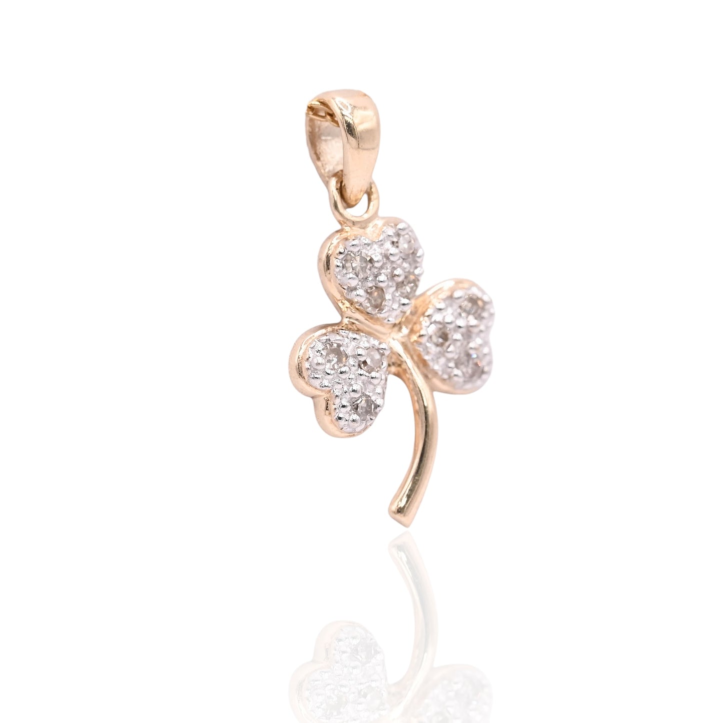 FINAL SALE: Diamond Clover Pendant 10K Yellow Gold 0.05cttw