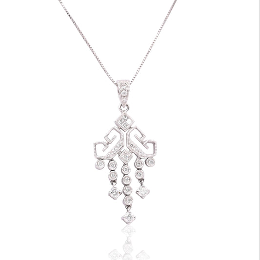 FINAL SALE: Dangle Diamond Necklace 18K White Gold 18in 0.23cttw