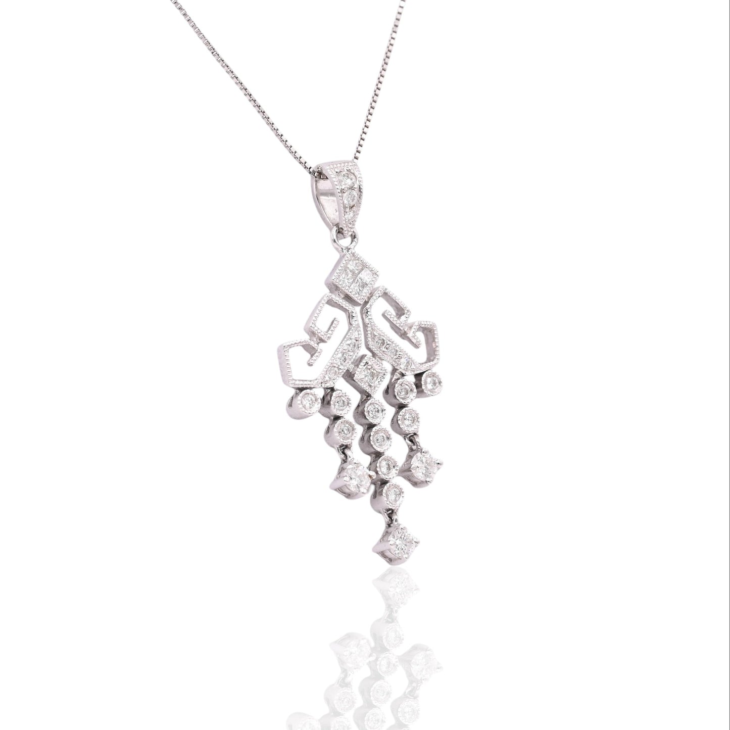FINAL SALE: Dangle Diamond Necklace 18K White Gold 18in 0.23cttw