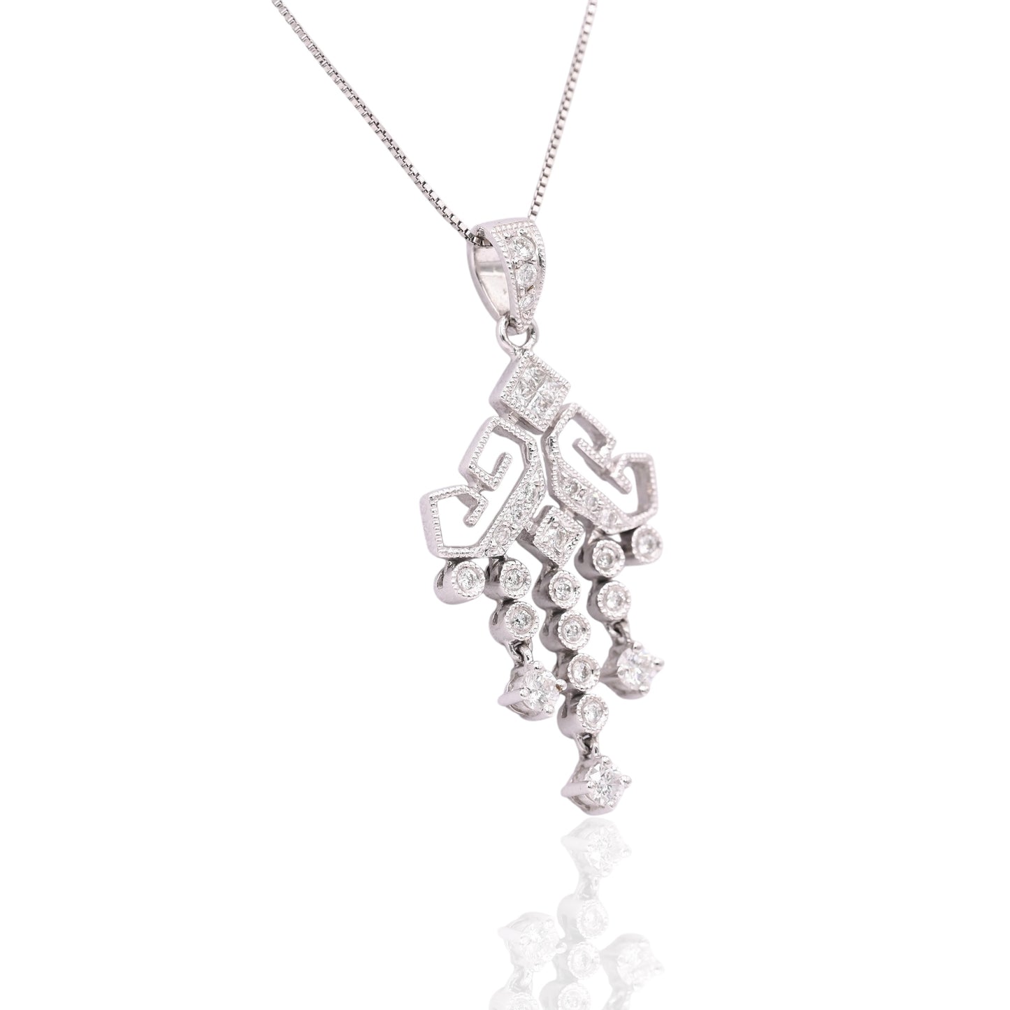 FINAL SALE: Dangle Diamond Necklace 18K White Gold 18in 0.23cttw