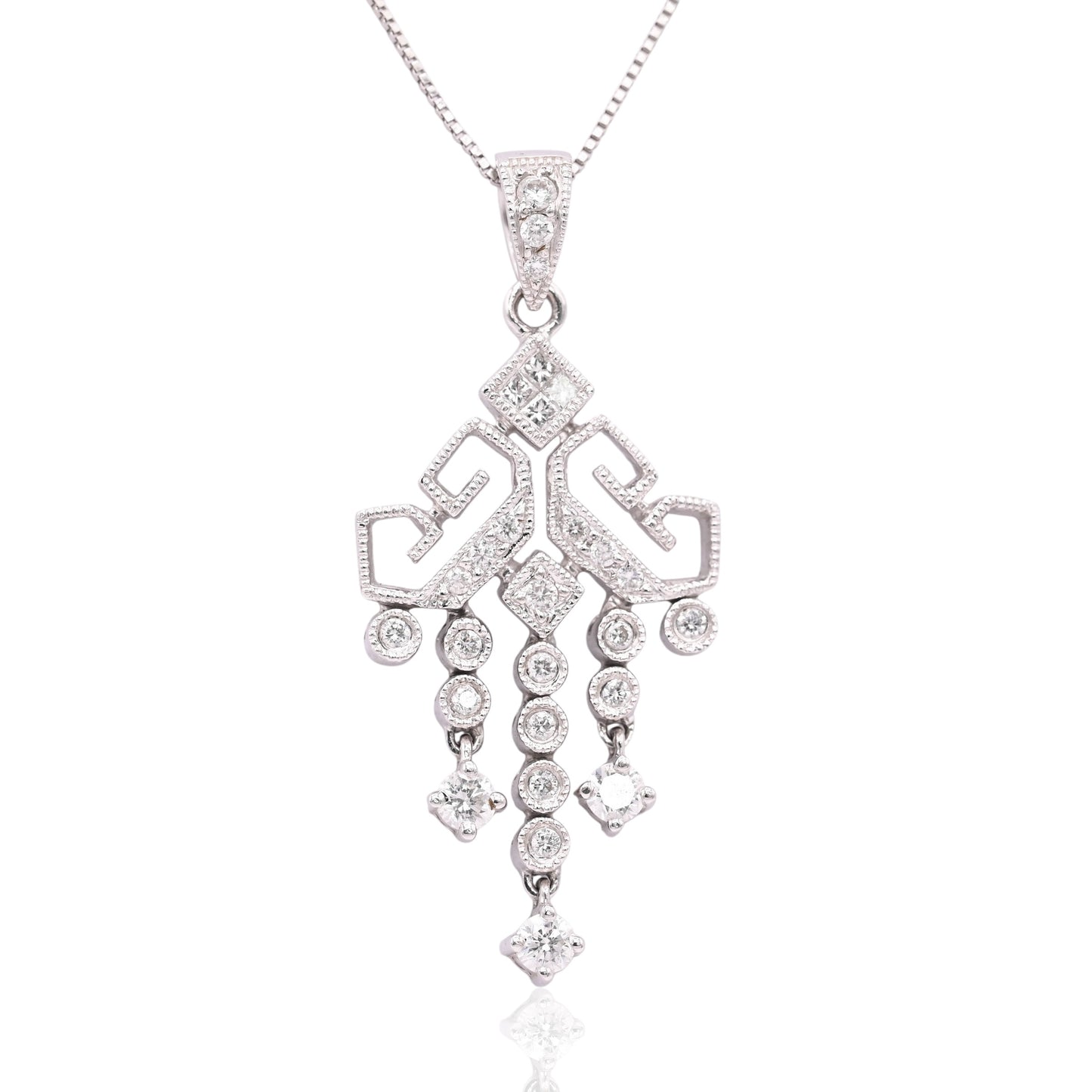 FINAL SALE: Dangle Diamond Necklace 18K White Gold 18in 0.23cttw