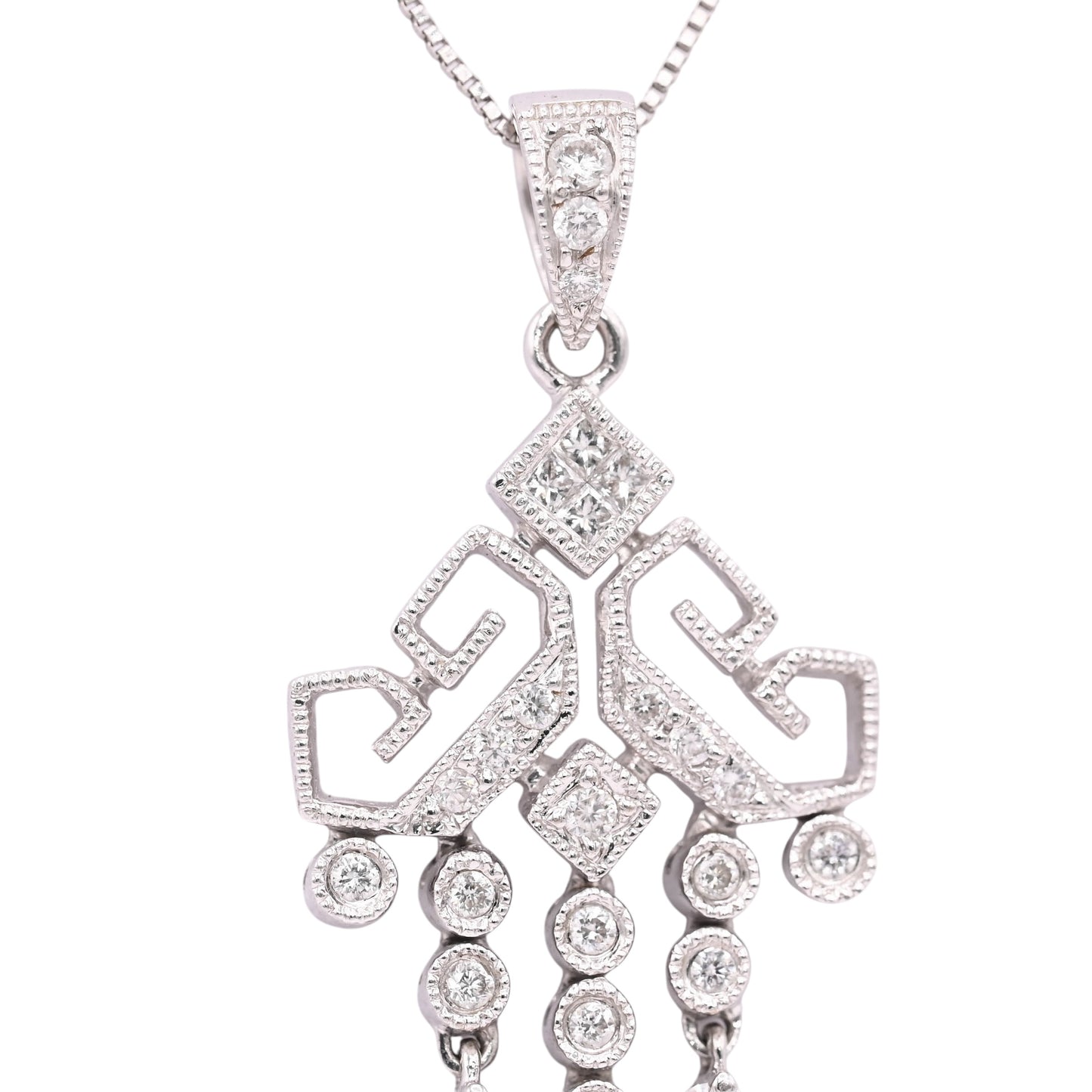 FINAL SALE: Dangle Diamond Necklace 18K White Gold 18in 0.23cttw
