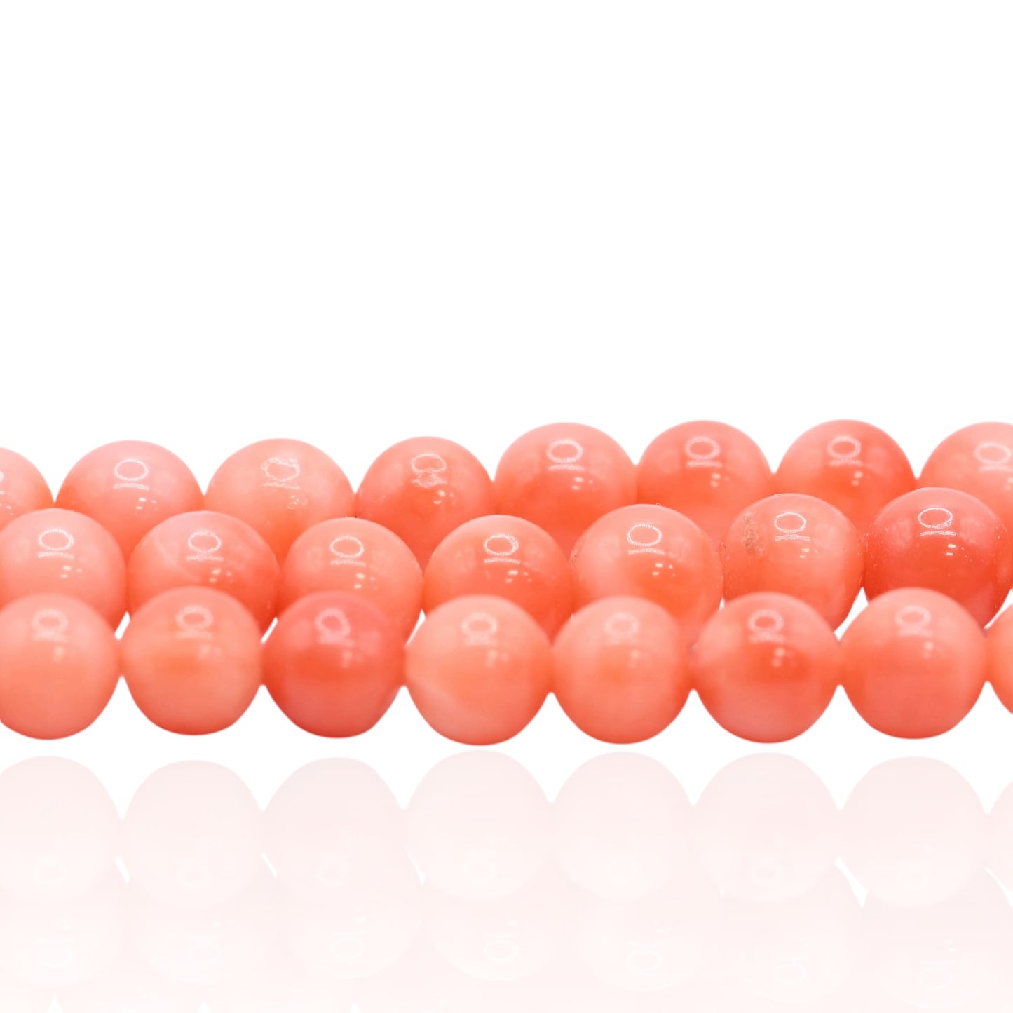 Three-Strand 4.5mm Bright Red Coral Necklace with 14K Yellow Gold Pearl Clasp 17in