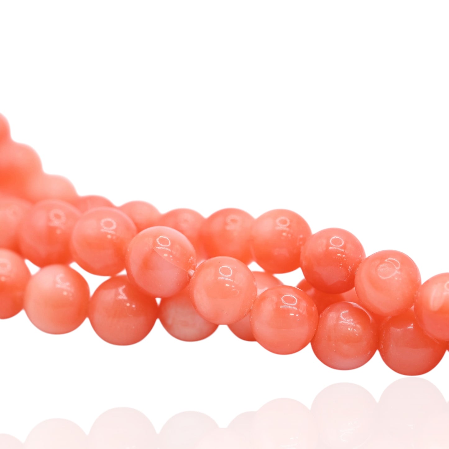 Three-Strand 4.5mm Bright Red Coral Necklace with 14K Yellow Gold Pearl Clasp 17in