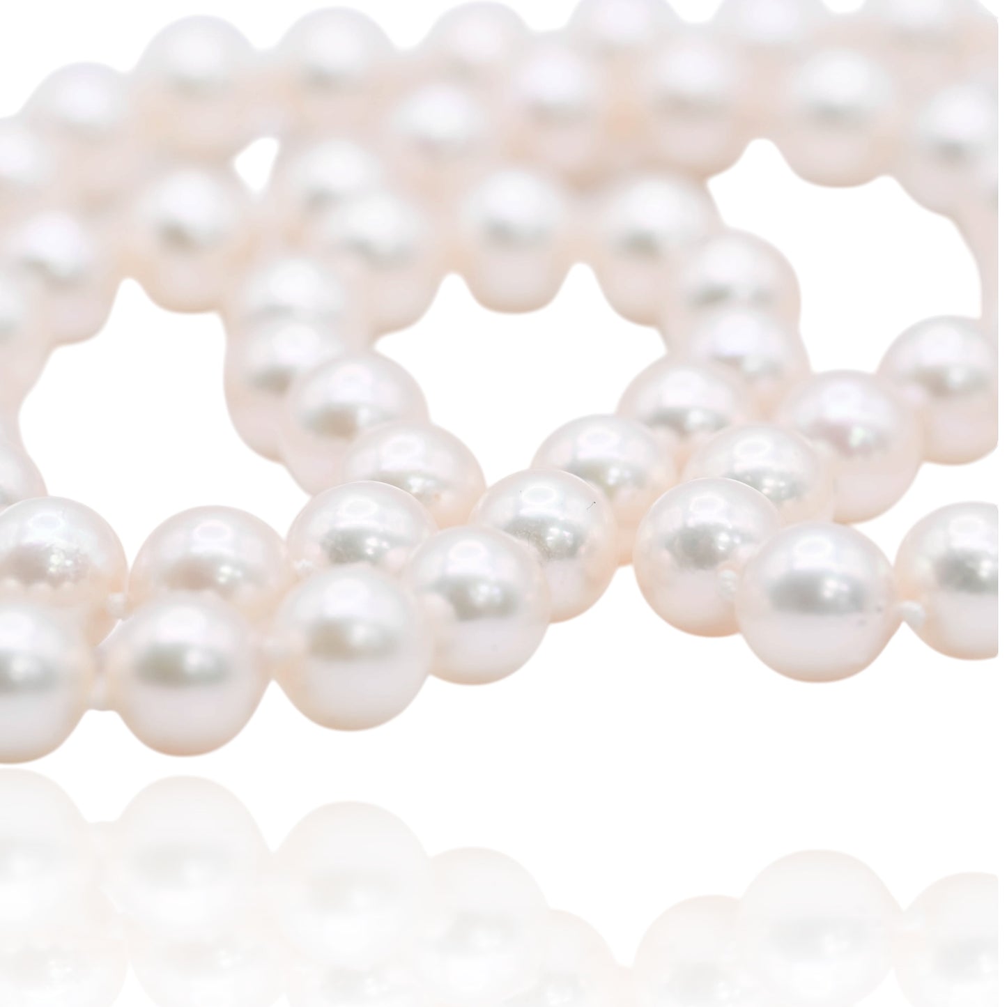 Single Strand 7mm Cultured Pearl Necklace Knotted with Pearl Clasp 14K White Gold 20in