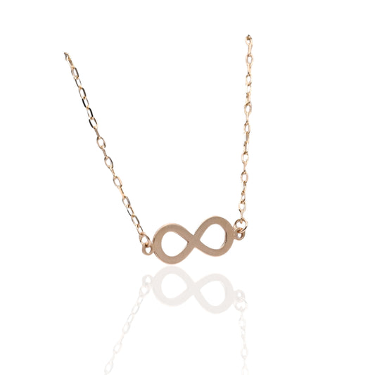 Infinity Sign Bracelet with Diamond Cut Chain 14K Yellow Gold 7.5in
