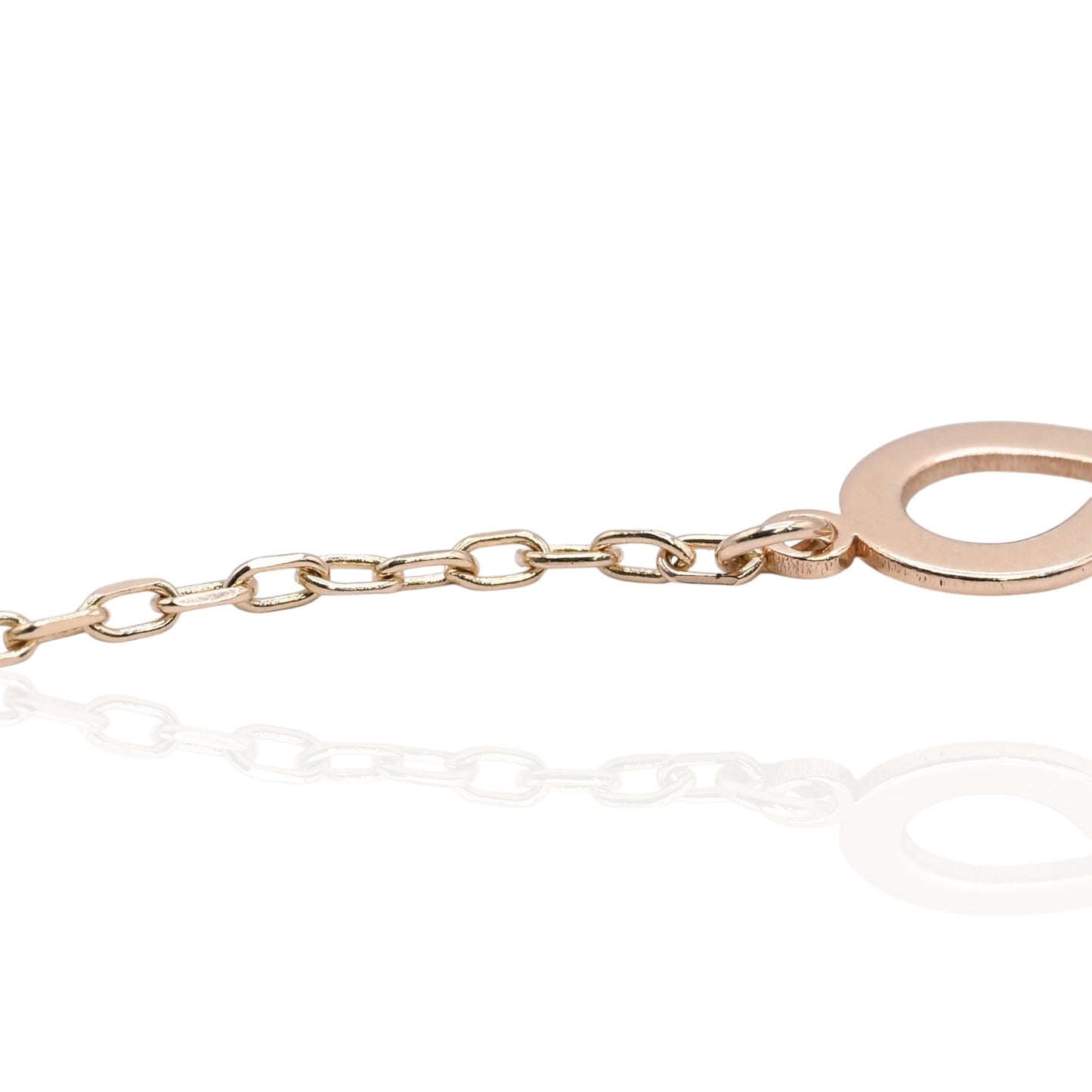 Infinity Sign Bracelet with Diamond Cut Chain 14K Yellow Gold 7.5in
