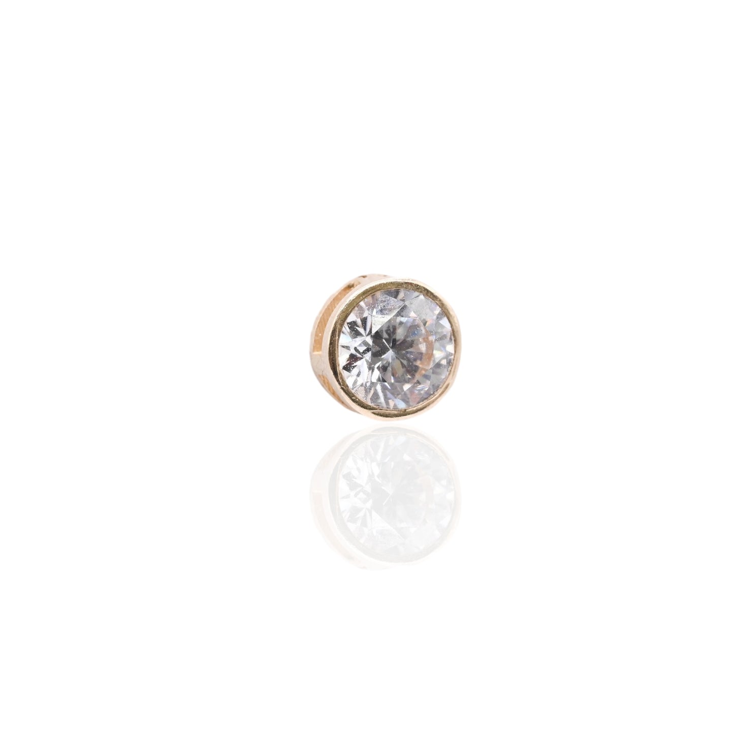 Cubic Zirconia Bezel Stud Earrings with Butterfly Backs 14K Yellow Gold