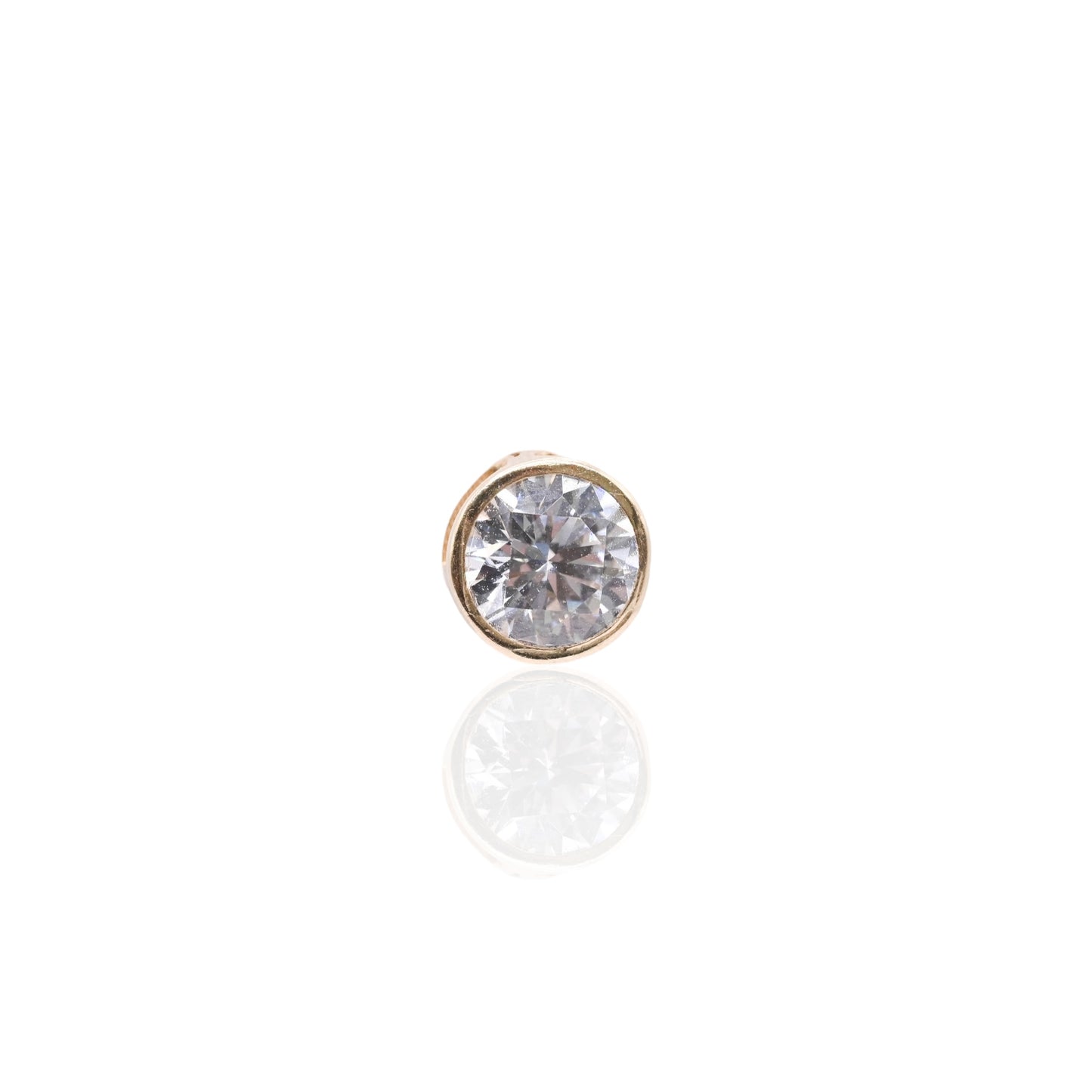 Cubic Zirconia Bezel Stud Earrings with Butterfly Backs 14K Yellow Gold
