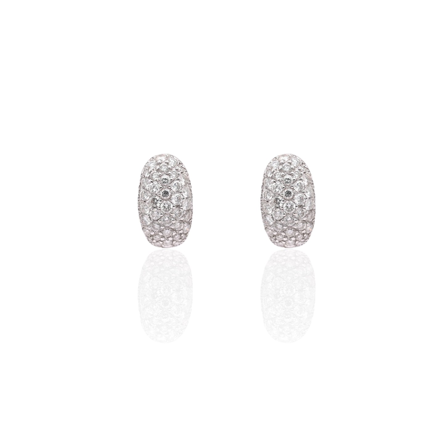 Diamond Omega Back Earrings 18K White Gold 0.78cttw