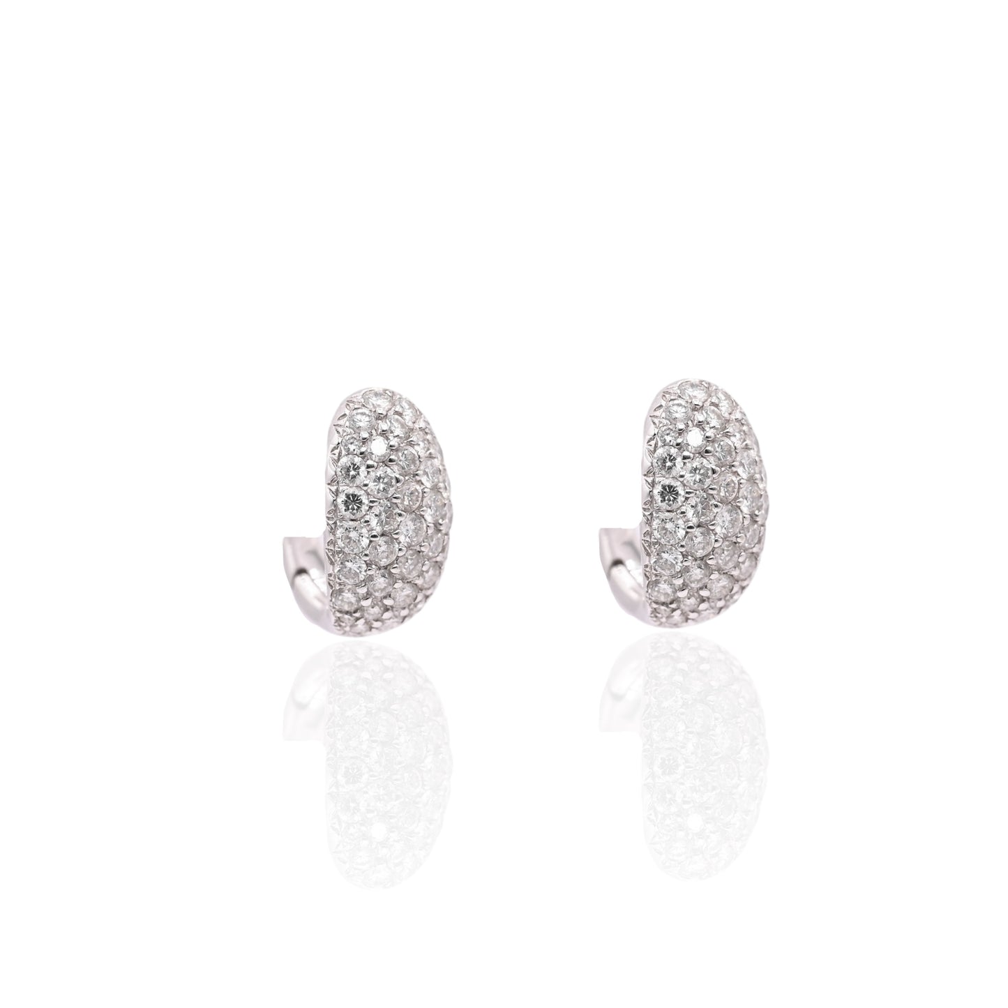 Diamond Omega Back Earrings 18K White Gold 0.78cttw