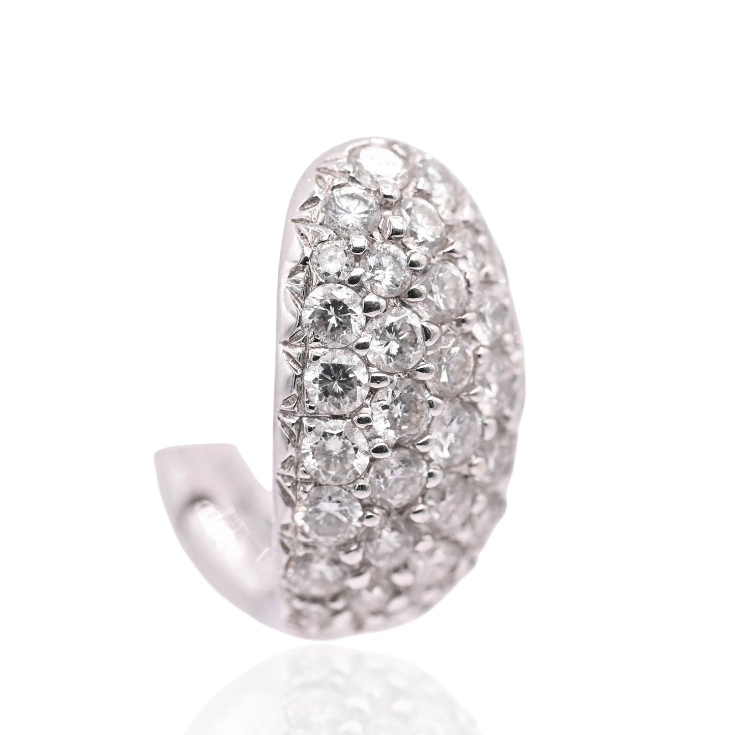 Diamond Omega Back Earrings 18K White Gold 0.78cttw