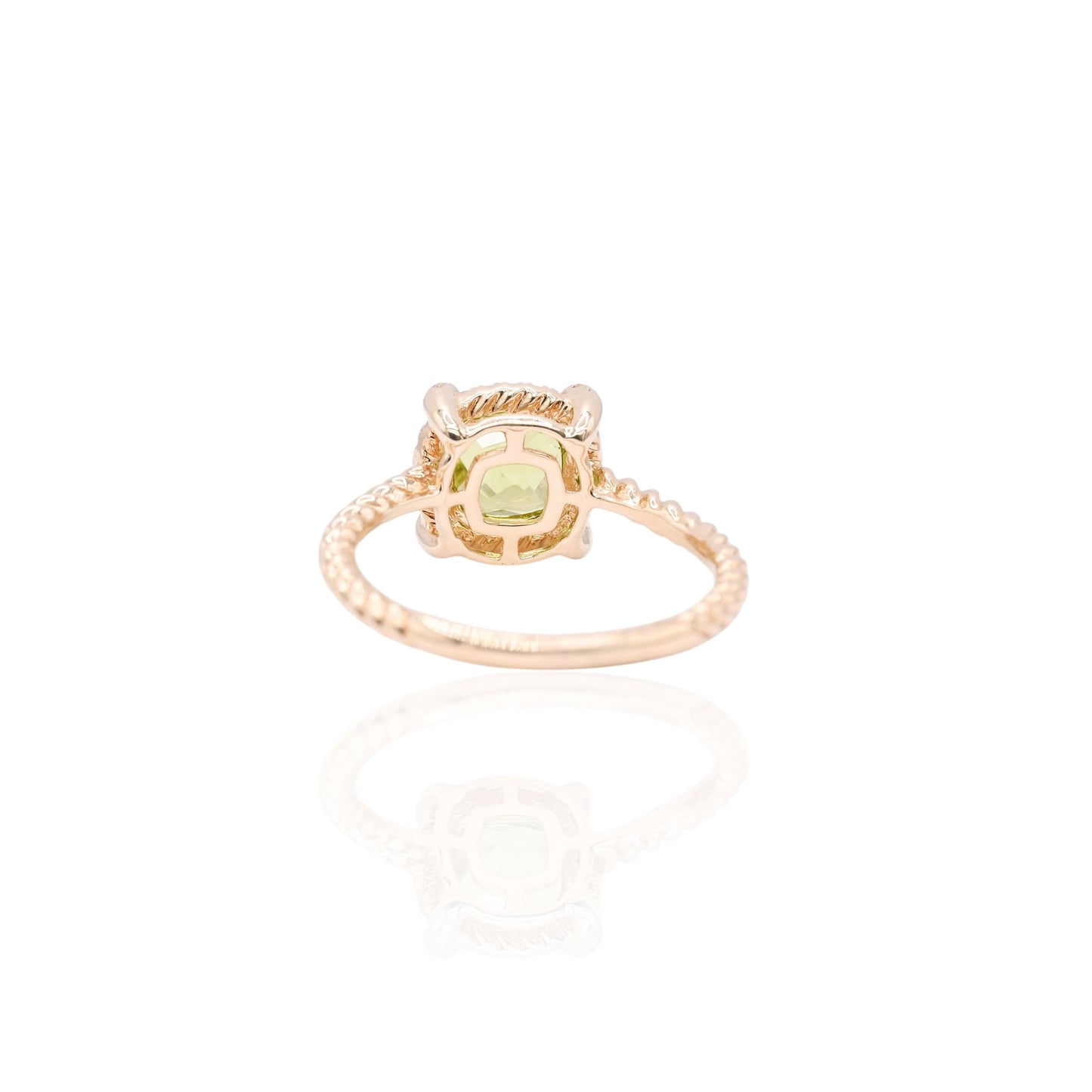 Peridot Braided Ring with Diamond Halo Ring 14K Yellow Gold Size 6.5 1.25ct Peridot/0.20cttw