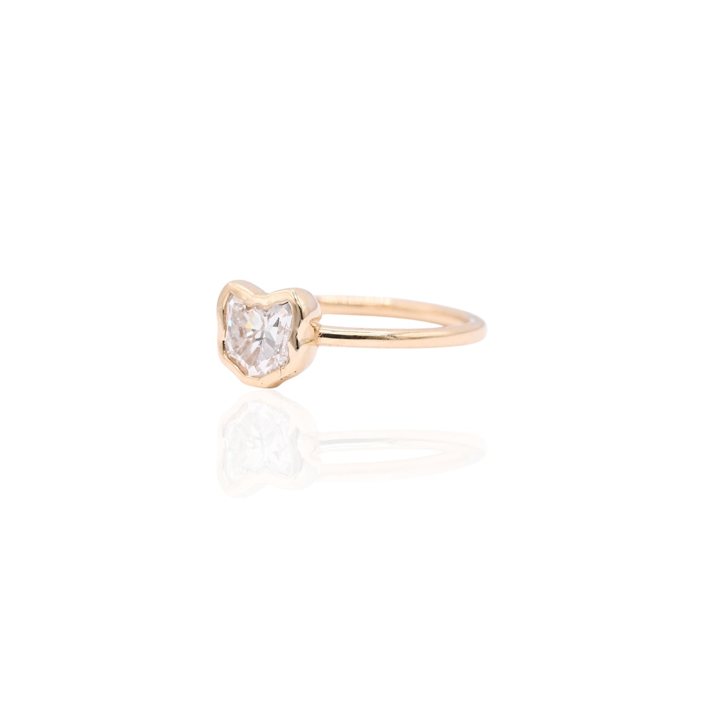 Purrfectly Loved LAB DIAMOND Bezel Cat Ring 18K Yellow Gold Size 7 (Larrea Original) 1.05cttw