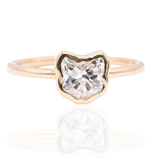 LAB DIAMOND Bezel Cat Ring 18K Yellow Gold Size 7 (Larrea Original) 1.05cttw