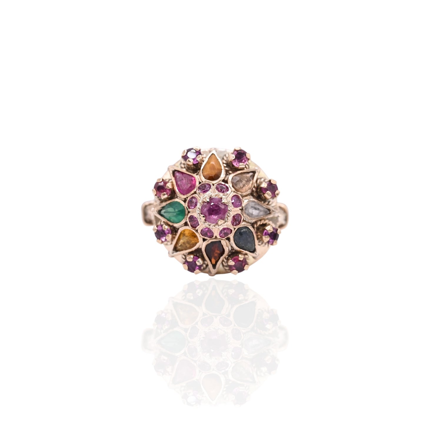 Multi-Gemstone Princess Ring 14K Yellow Gold Size 6.5