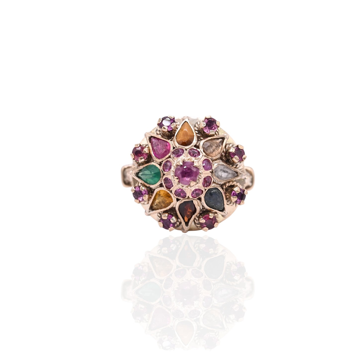 Multi-Gemstone Princess Ring 14K Yellow Gold Size 6.5